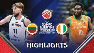 Lithuania  sneak past brave Cote dIvoire   Highlights  FIBA OQT 2024 Puerto Rico