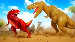 Super Red Trex vs Sand Trex Epic Dinosaur Battle at Jurassic Land Dino Fight Compilation 2024