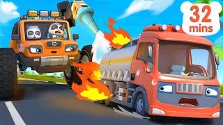 Fire Truck Rescue Team  Firefighter Song  Monster Truck  Car Cartoon  Kids Song  BabyBus