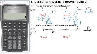 Find stock price - constant vs constant growth dividends