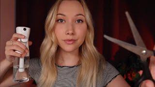 ASMR Chaotic FAST Haircut scissor snipping hair brushing hand sounds