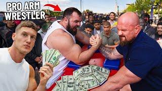 Beat the Pro Arm Wrestler WIN £1000 Public Challenge