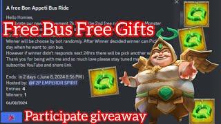 Giveaway Bon Appeti Free Bus Ride Join Discord Participate for Free Gifts  Lords Mobile