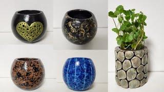 5 IdeasHow to make  a luxurious flower pot from cement at home화분 만들기@diyhee#cementcraft#수제화분#diy