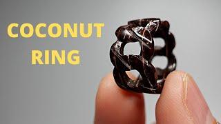 Making a ring using coconut shell  biddis creativity  How to make a ring