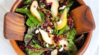 Salad Recipe Pear Pomegranate & Walnut Salad by CookingForBimbos.com