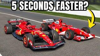 Ferrari F1 2024 SF-24 vs Ferrari F2004 Slick Tires at Monza Circuit