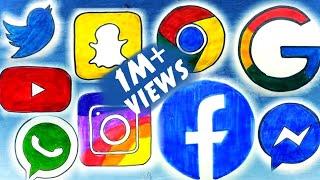 Social Media App Drawing  Facebook Whatsapp Instagram YouTube Messenger Snapchat Twitter