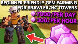 2 TOWERS REQUIRED SOLO HC FARMING FOR GEMS  GET BRAWLERENGIACCEL FAST  ROBLOX TDS