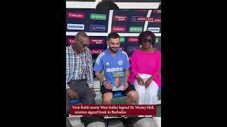 Virat Kohli meets West Indies legend Sir Wesley Hall receives signed book in Barbados