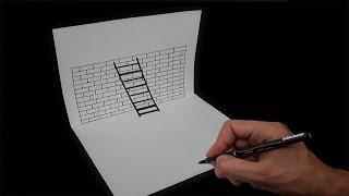 3D Merdiven Çizimi ___ How to Draw a 3D Ladder - Trick Art For Kids