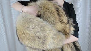 Fur coat raccoon with very big fluffy collar long  FursBerry fur sale ebay furlove