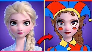 ELSA FROZEN MAKEOVER TO POMNI AMAZING DIGITAL CIRCUS