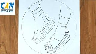 Simple Shoes Drawing  Pencil Sketch  Ayakkabı Çizimi  kalem kroki