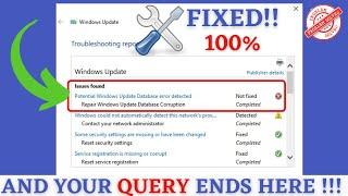 Windows 10 Potential windows update database error fix