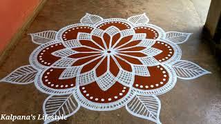 Easy Rangoli design simple design Big Flowers kollam pandaga design muggulu