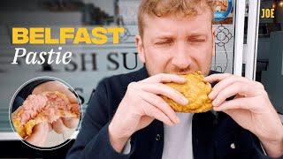 Belfast Pastie Eating a deep-fried Northern Irish delicacy