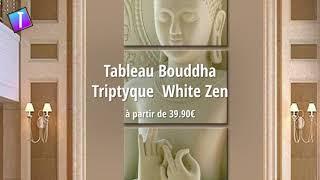 Tableau Bouddha Triptyque  White Zen