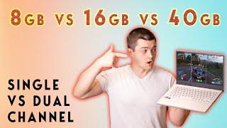 Single Channel vs Dual Channel RAM  Asus Zephyrus G14  8gb vs 16gb vs 40gb 