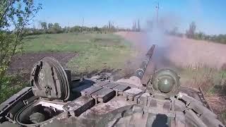 Russian T-72B3 is firing at Ukrainian Fortifications