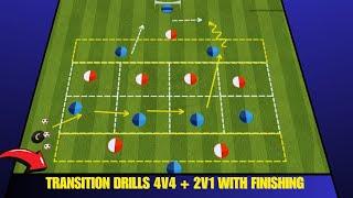 Dominate with Soccer Transition TacticsTransition Drills 4v4 + 2v1 with Finishing