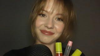 ASMR  Mouth Sounds and Kisses lip gloss mic touching and breath blowing