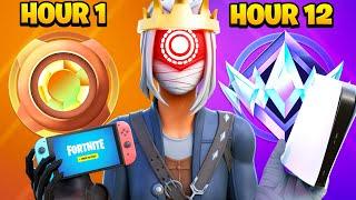 Bronze to UNREAL using EVERY CONSOLE in 12 HOURS Solo Fortnite Ranked