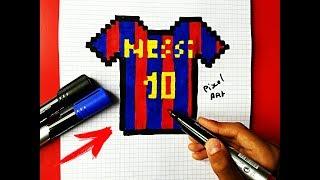 Как нарисовать по клеточкам Футболку Месси Барселона. PIXEL ART MUAZ CREATIVE