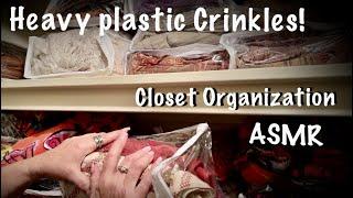 ASMR Heavy plastic crinkles No talking Organizing closetcrinkly storage bags for linens.