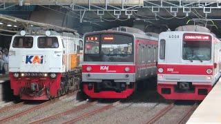 Nonton Kereta Api KRL Commuter Line di Stasiun Manggarai  Kereta Argo KRL JR 205 TM 6000 CC 206