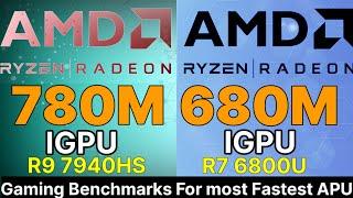 780M VS 680M IGPU VS GTX 1650 M VS GeForce MX 450 7940HS 780M APU gaming benchmark most fastest IGPU