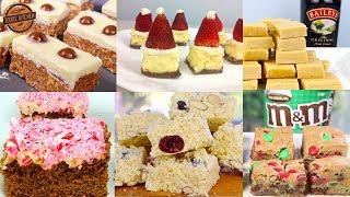 7 Top Christmas Slice Recipes  M&M Malteser Santa Hat White Chocolate Candy Cane Baileys