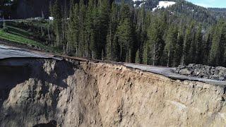 DRONE FOOTAGE Teton Pass road collapses long-term closure expected