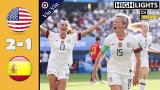  Round Of 16  USA vs Spain 2-1 All Goals & Highlights  2019 WWC