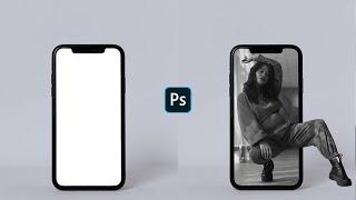 How to create an iPhone X Mockup  Photoshop Tutorial  Add any photo to iPhone Screen