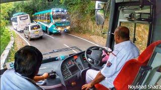VOLVO bus Amazingly skilled driving in dangerous hairpin bend ghat road -hats off to this driver sir
