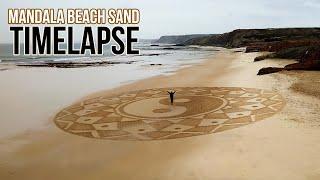 Yin Yang Mandala Beach Sand Art Timelapse - Baleal - Peniche Portugal
