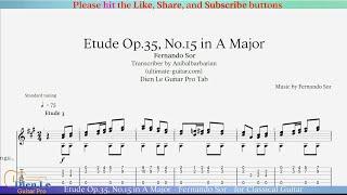 Etude Op.35 No.15 in A Major - Fernando Sor - for Classical Guitar with TABs