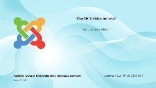 TinyMCE video tutorial. Joomla text editor