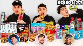 Eating Youtubers Foods Only For 24 Hour Challenge With Brothers MrBeast FaZe Rug KSI