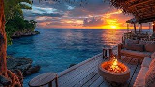  Sunset Serenade  Immerse Yourself in Tropical Island  Calming Sound of Waves & Crackling Fire