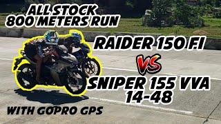 SNIPER 155 VVA vs RAIDER 150 FI  800 METERS  ALL STOCK  WITH GOPRO GPS