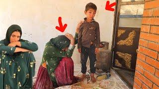 The daily life of Zulikha an attractive village woman.Filling the water tank and baking local bread