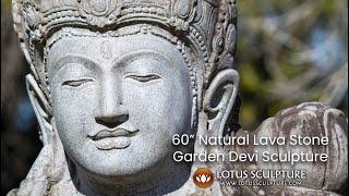 60 Lava Stone Carving Devi Tara with Mala Statue www.lotussculpture.com