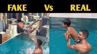 Cristiano Ronaldo Throwing his Son from Pool - FAKE Vs REAL Video