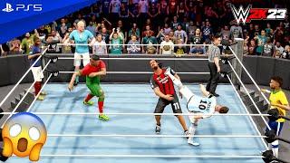 WWE 2K23 - Messi Cristiano & Neymar vs. Haaland Mbappe & Zlatan - Elimination Match  PS5™ 4K60