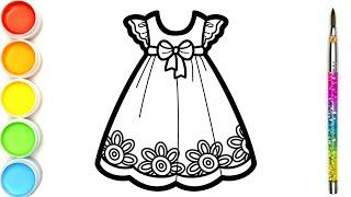 Menggambar dan mewarnai Gaun Bunga untuk anak-anak  Flower dress coloring page for kids