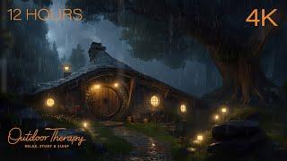 Hobbit Hollow  Thunderous Nightfall in the Enchanted Woods  12 Hours of Rain & Thunder Ambience