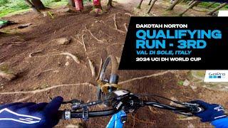 GoPro Dakotah Nortons 3rd Place Qualifying Run - Val Di Sole Italy - 24 UCI DH MTB World Cup