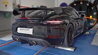 Porsche 718 GT4 RS feat. Akrapovic Slip-On Exhaust DYNO PULLS + Test Drive  9000rpm 4.0 NA Flat-Six